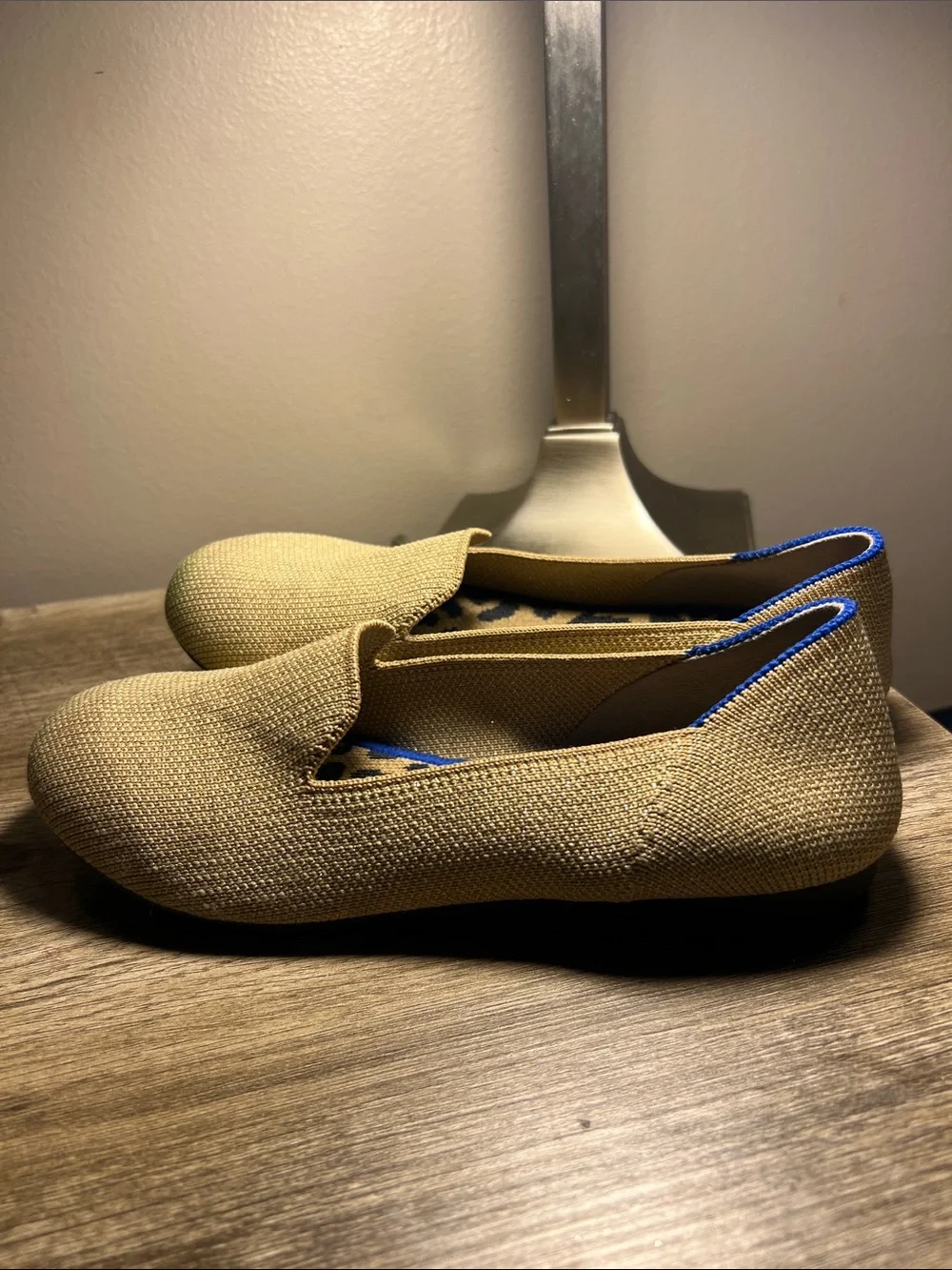 Rothy's Beige Knit Slip-On Flats with Blue Trim stock (33)